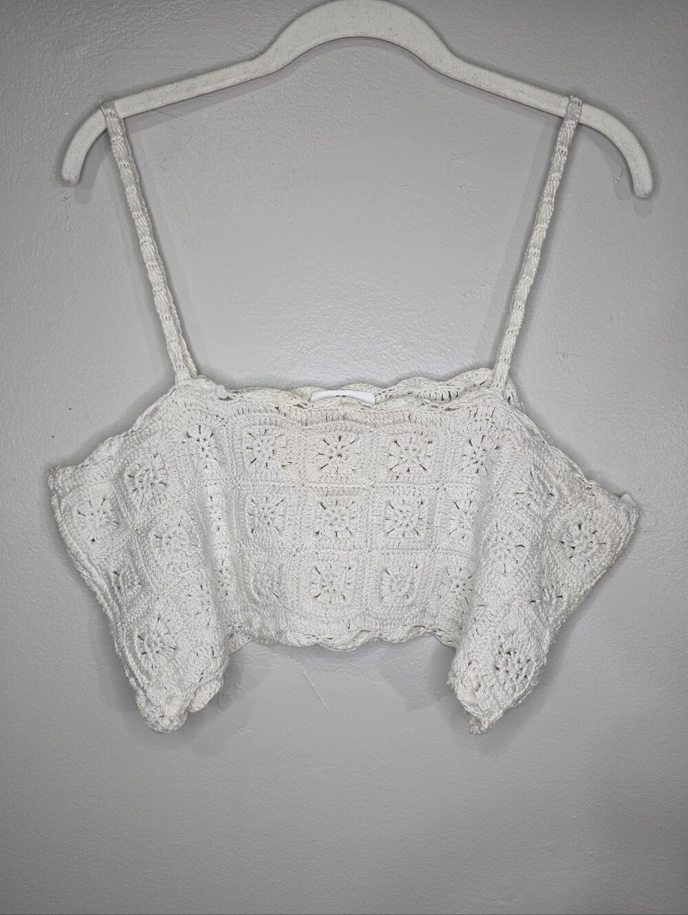 bp. Cream Crochet Square-Motif Crop Top
